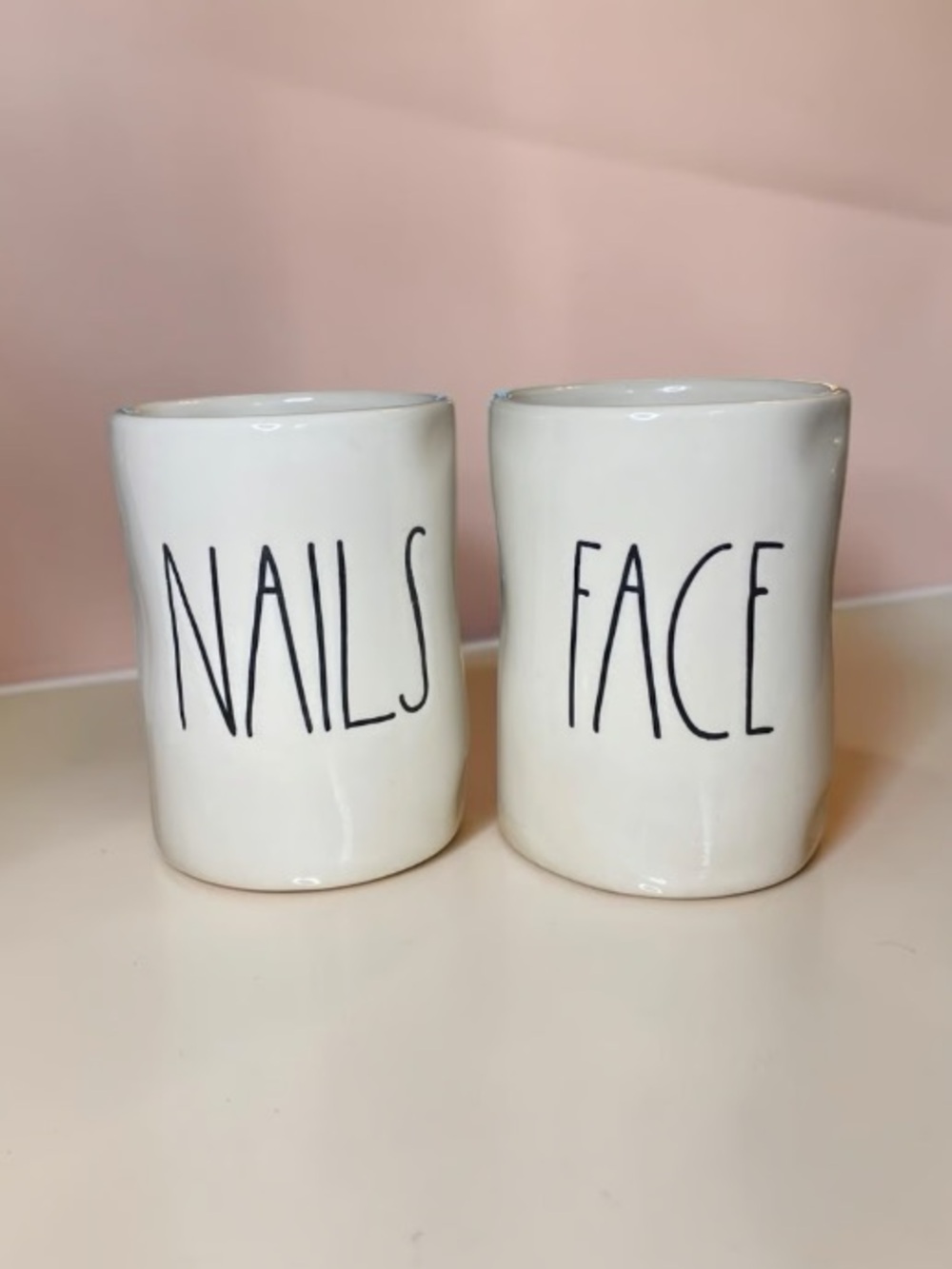 White Ceramic Vanity Brush & Tool Holders - Set of 2